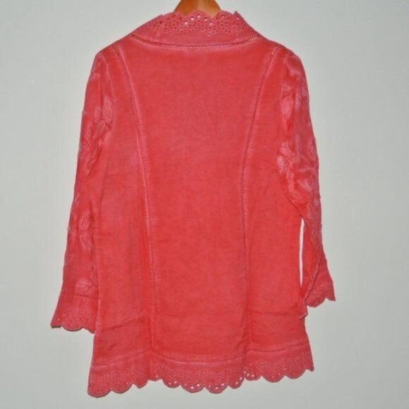 Soft Surroundings Deidre Tunic Top‎ Eyelet Plus 2X Embroidery Eyelet 3/4 Sleeve - Picture 7 of 10